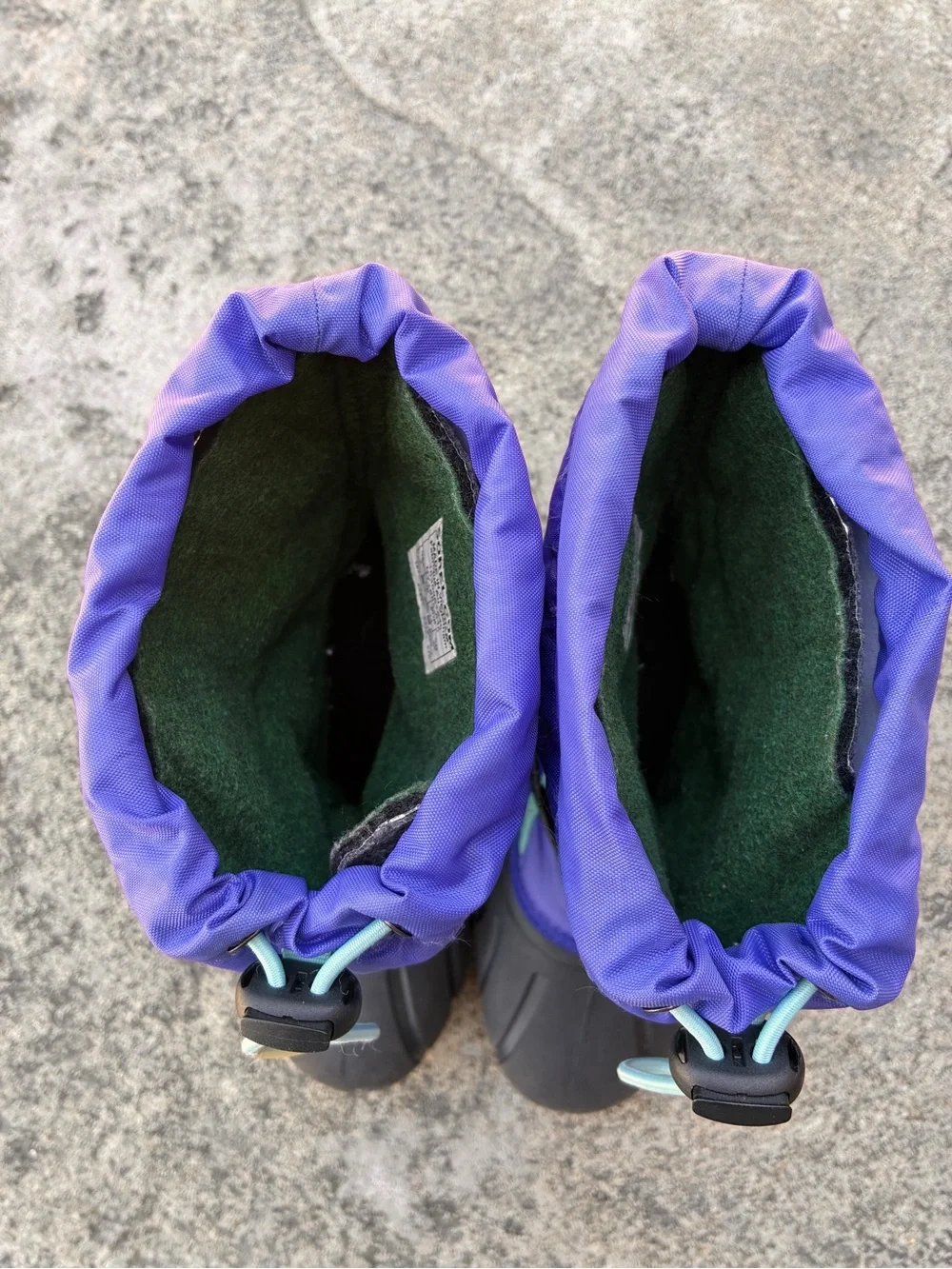Sorel Flurry Kids Winter Snow Boots in Purple and Teal - Size US Youth 2